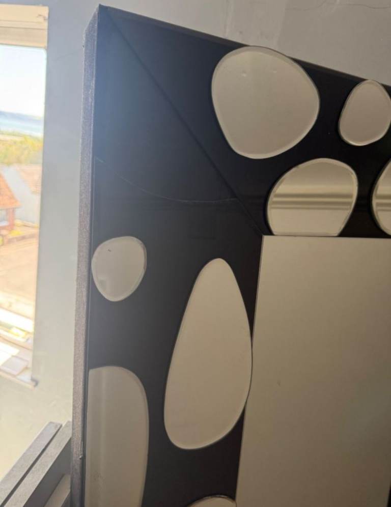 Large Black Mirror with Modern Pebble Design – Good Condition