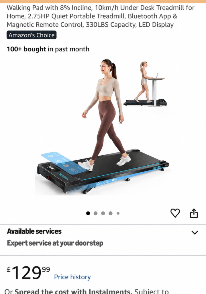 Walking Pad Treadmill 150kg capacity With Remote, App, LED and Training session courses