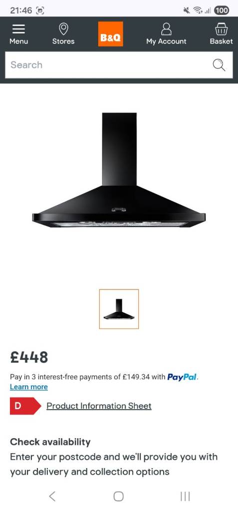 Rangemaster LEIHDC100BC/Steel Chimney Cooker Hood