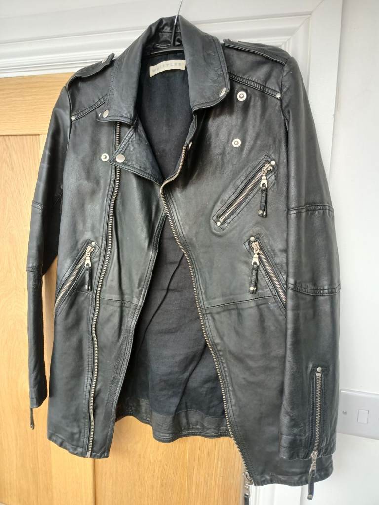 Whistles Belted Agnes Biker Jacket S UK 8 10 Black Leather New RRP £349