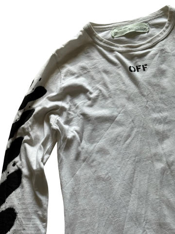 Men's Off-White Mirror Mirror Long Sleeve White T-Shirt Size S