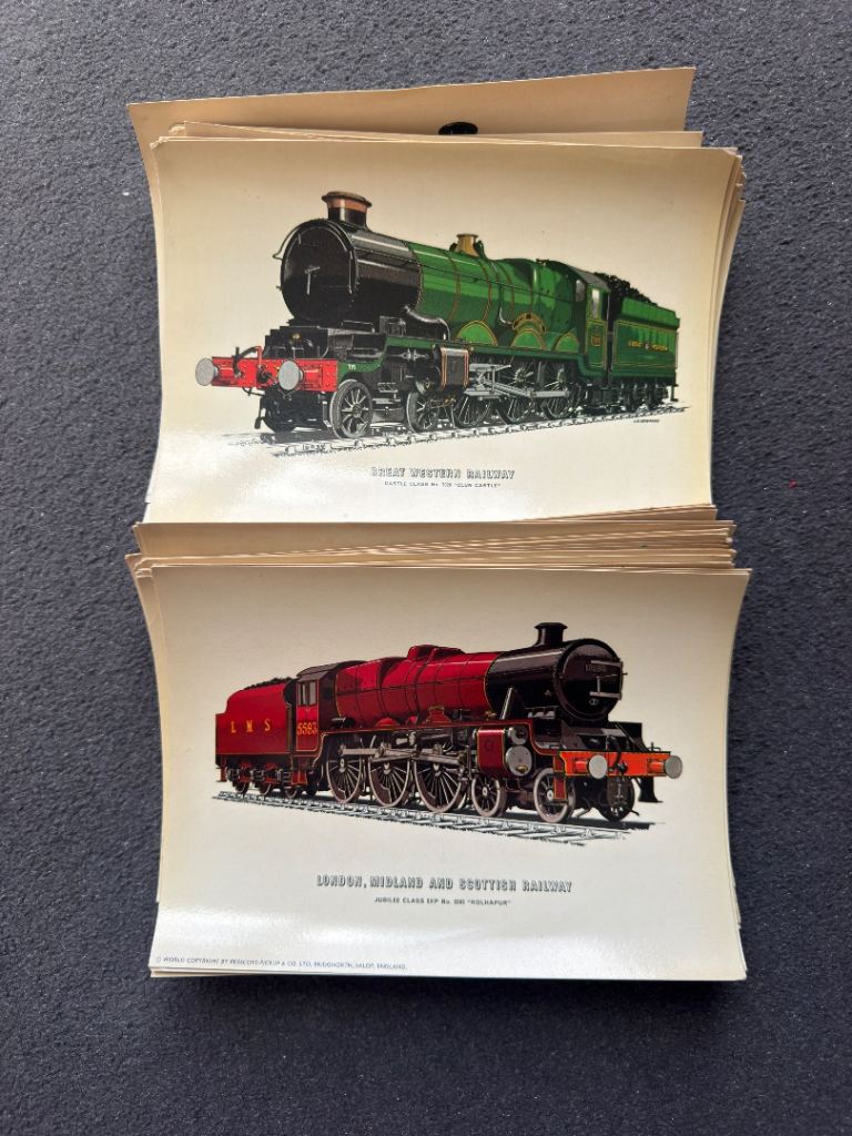 Vintage railway locomotive cards