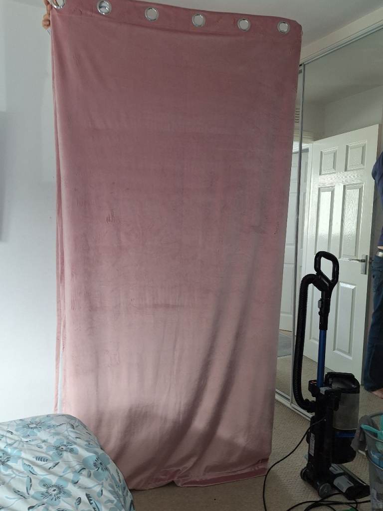 Pink velvet long curtains
