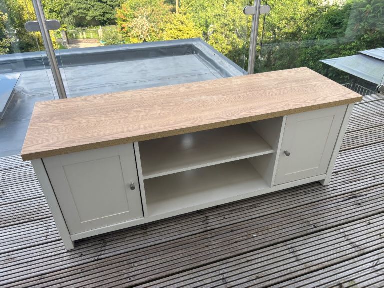 Tv Unit and Sideboard cream with Oak Top – Good Condition