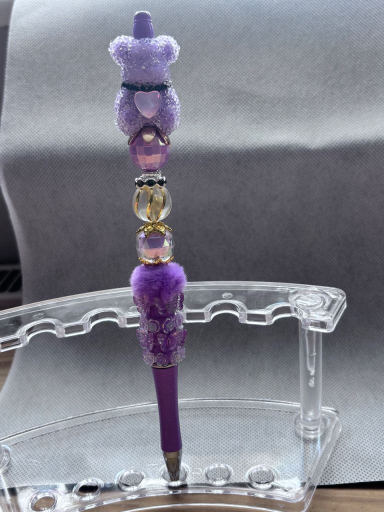 Unique Purple Beaded Ballpoint Pen - New
