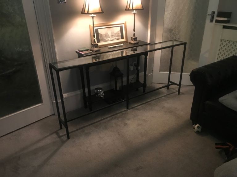Console table black extra large, slim profile, very chic