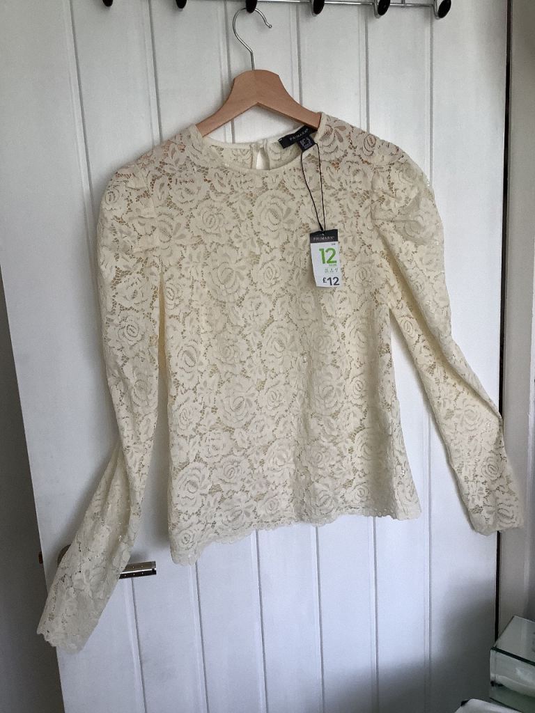 Primark Cream Lace Blouse - Size 12, New with Tags
