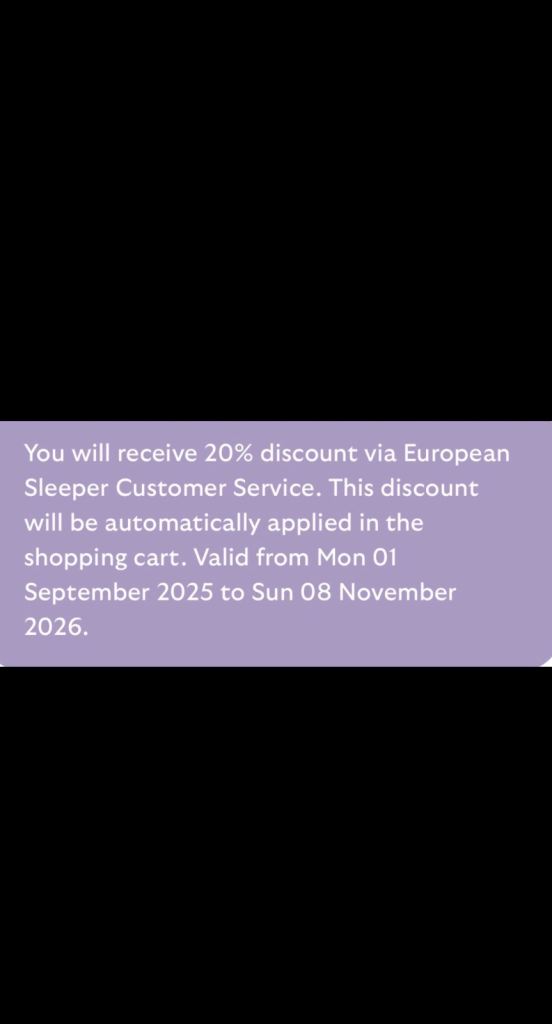 European Sleeper 20% discount 