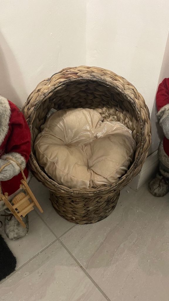 Pawhut Wicker Cat Bed. Includes cushion
