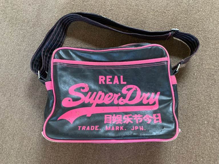 Superdry Black and Pink Shoulder Bag - Good Condition