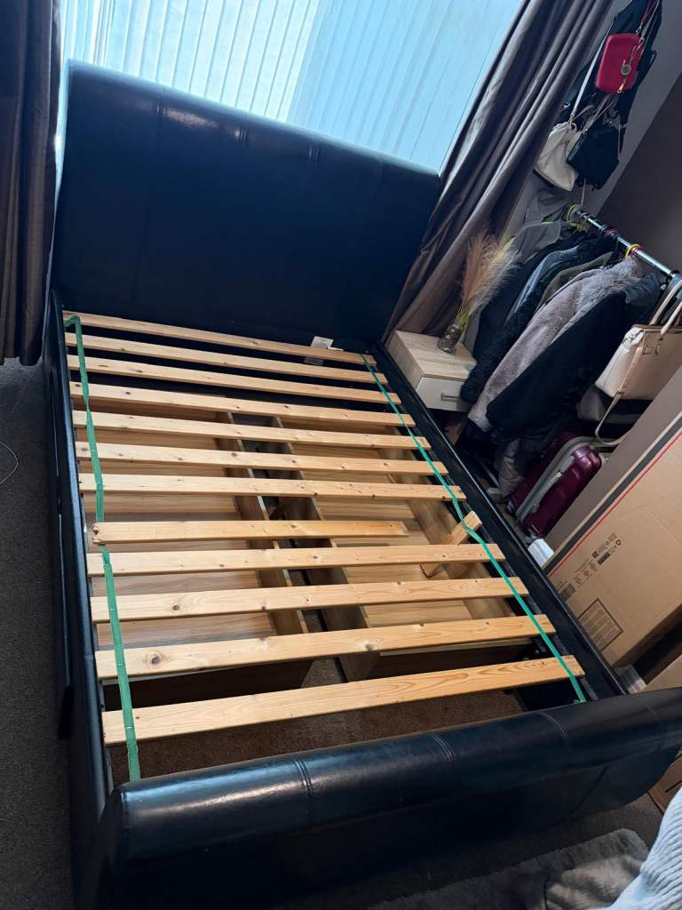 Black double bed frame 