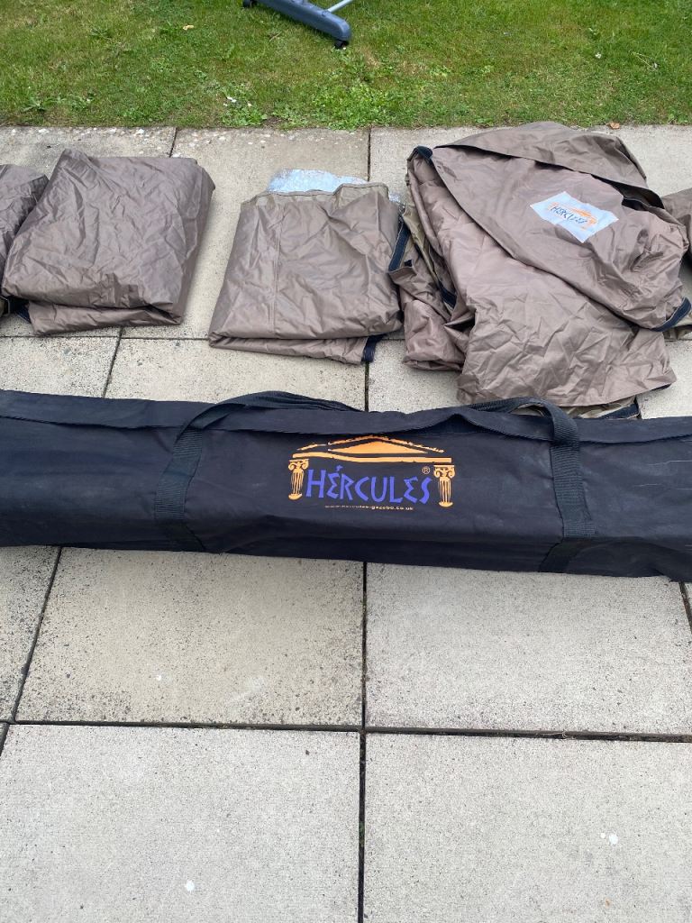 Hercules Pop-Up Gazebo Canopy – Brown, Good Condition