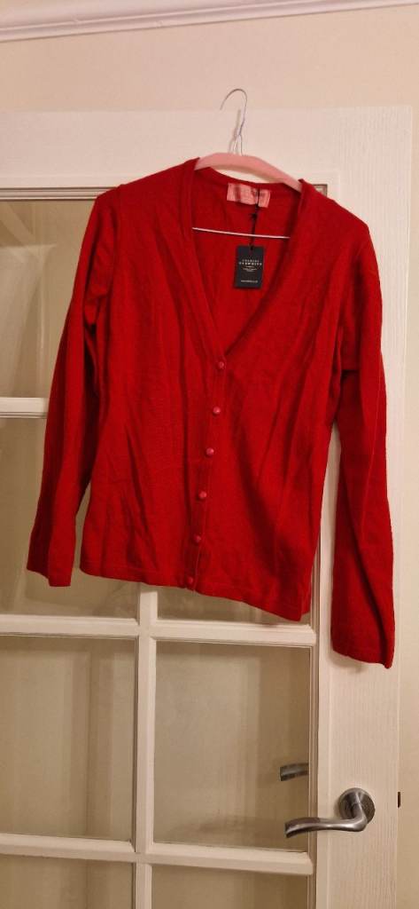 Charles Tyrwhitt new cashmere red cardigan