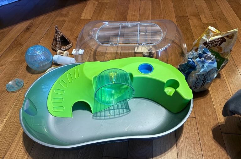 Hamster cage with toys 