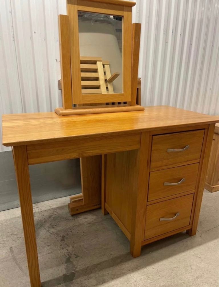 image for Solid Oak Devon Dressing Table with Mirror
