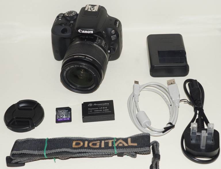 Canon EOS 100D DSLR Camera 18-55mm f3.5-5.6 iS Lens, + 32GB Memory card