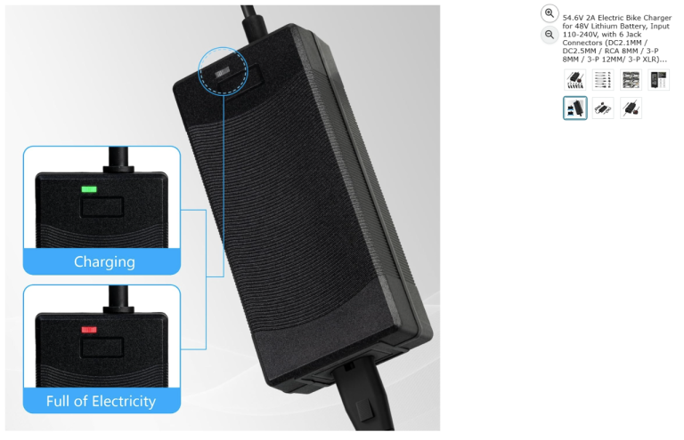 54.6V 2A Electric Bike Charger for 48V Battery, 110-240V, 6 Jacks|| Brand new 50% off price 