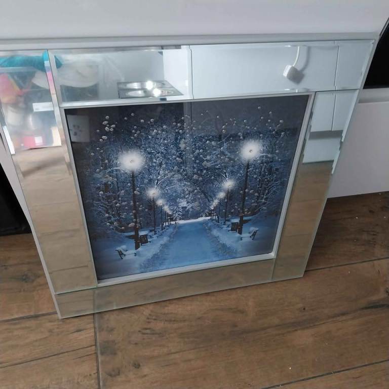 Mirror Framed Snow Scene Wall Art Picture 22" x 22"