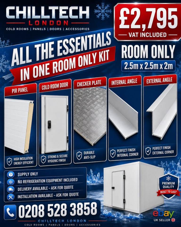 Cold Room Kit ROOM ONLY 2.5m x 2.5m Commercial Walk In Cold Room