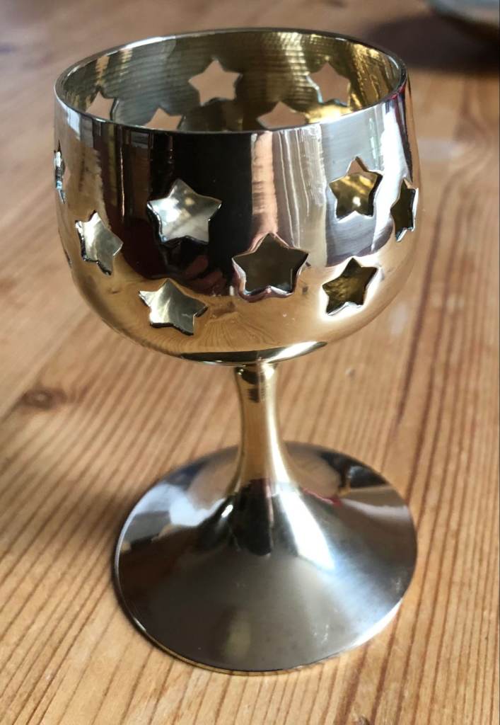 UNUSED SOLID BRASS GOBLET CANDLE HOLDER