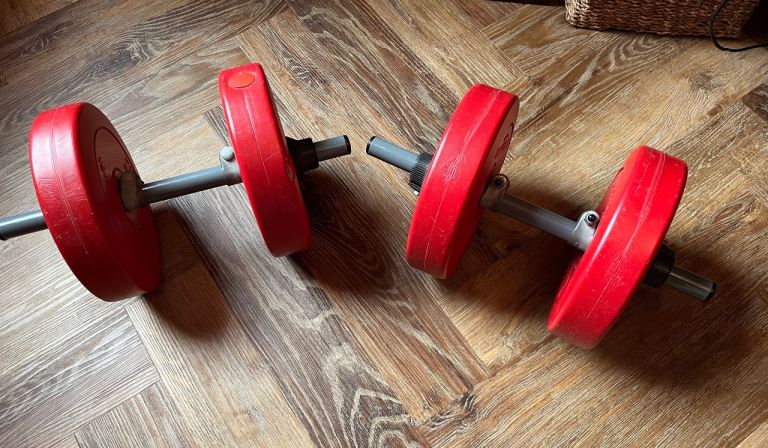 Pair of Red Dumbbells 9kg Each – Good Condition