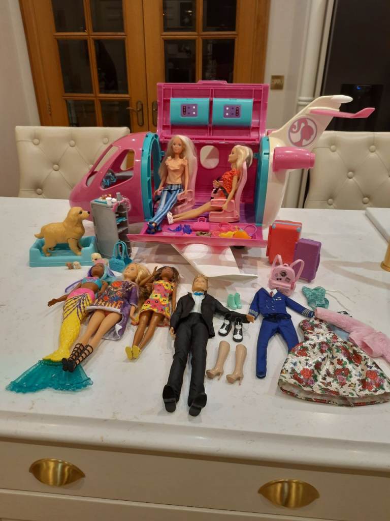 Barbie airplane, dolls and accessories