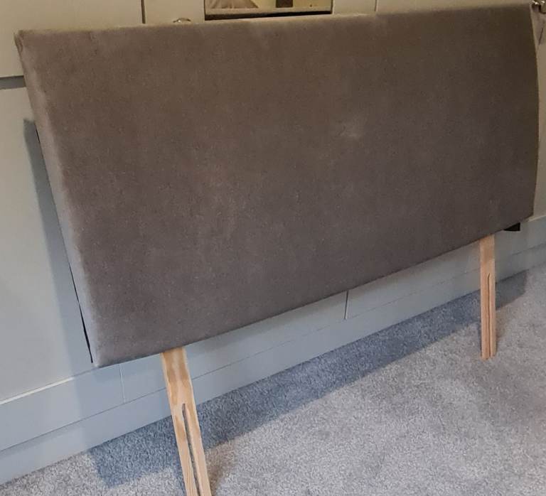 Grey Fabric Headboard – Good Condition, £12.00 for Sale
