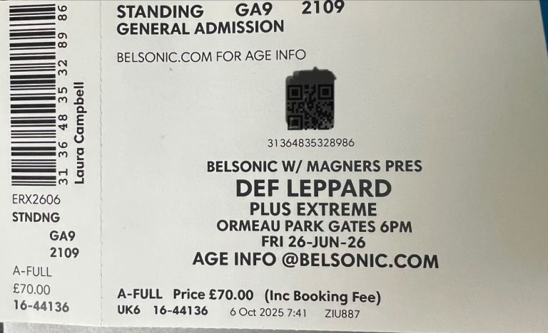 DEF LEPPARD BELSONIC TICKETS DEF LEPPARD / EXTREME 