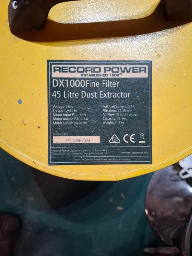 Record Power DX1000 Fine Filter 45 Litre Dust Extractor