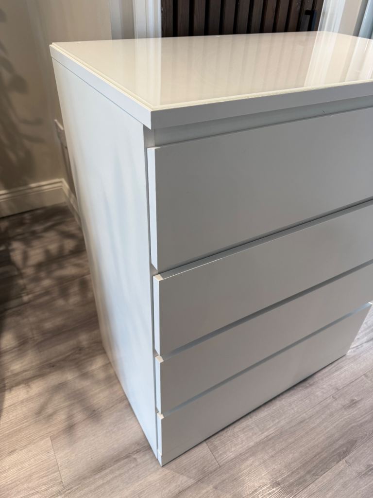 IKEA malm chest of drawers with glass top