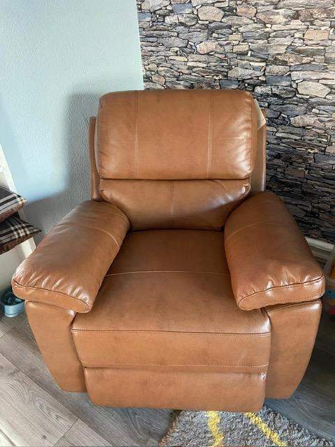 Tan Electric Recliner Armchair – New 