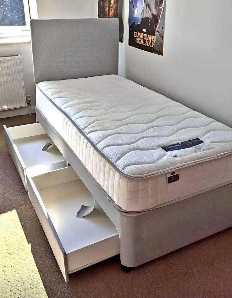 PREMIUM LUXURY | Divan 3FT Single Bed Base With Mattress & Storage Option = FREE DELIVERY