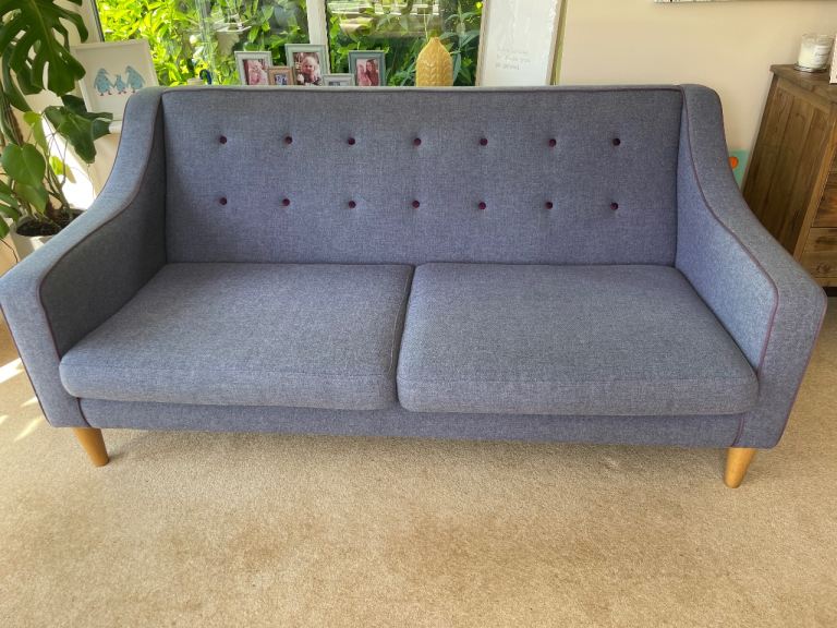 Stunning Modern Harris Tweed and Tetrad Buttoned Sofa 
