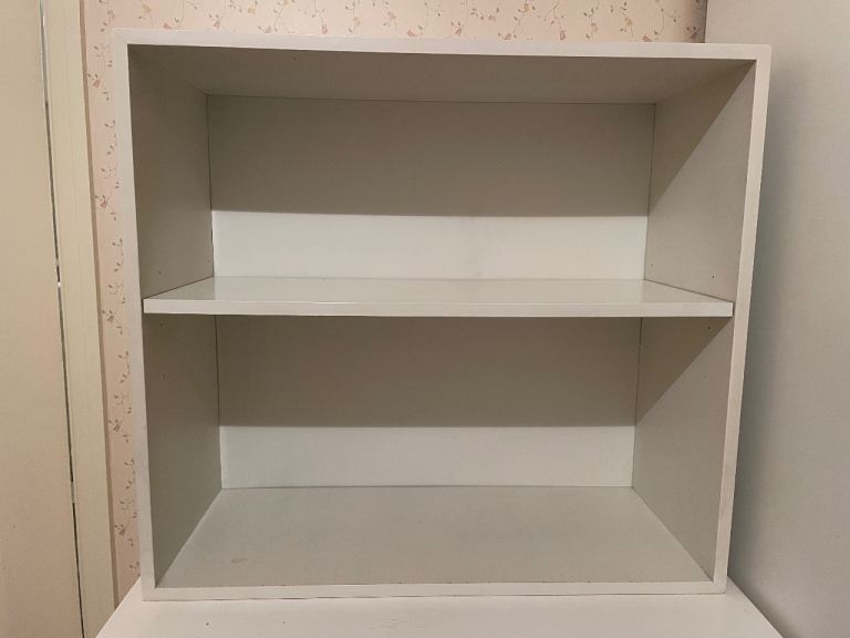 Solid white wood shelving unit