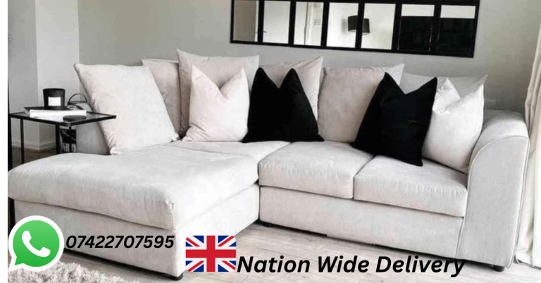 image for New Cream Velvet Lshaped Sofa Corner 4 Seater Sofa