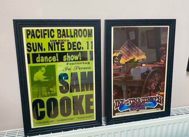 FRAMED VINTAGE WALL POSTER PRINTS, MUSIC CONCERTS IKE & TINA TURNER 1970S, SAM COOKE 1960S