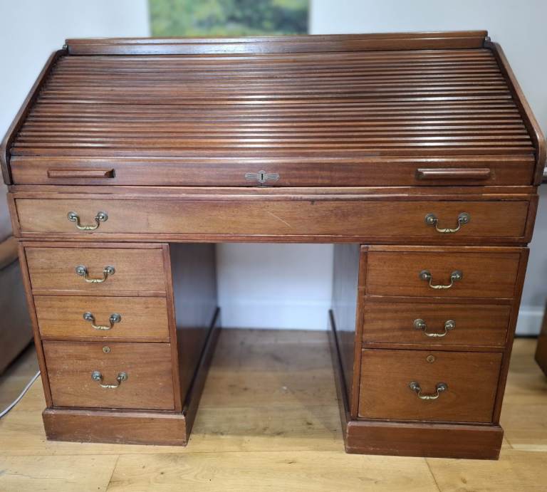 Antique Mahohany Roll Top Writing Desk