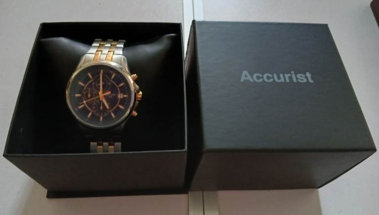 Accurist Chronograph Watch – Two-Tone with Box