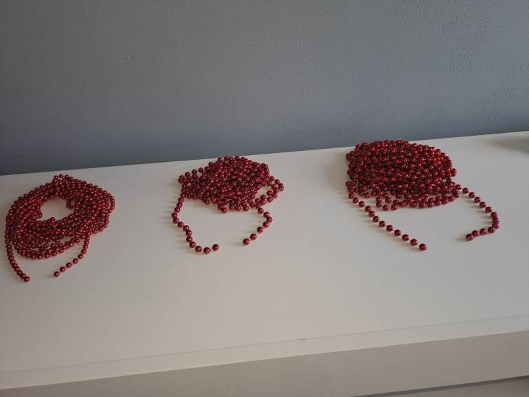Red/White  Christmas Bead Garlands - Good Condition