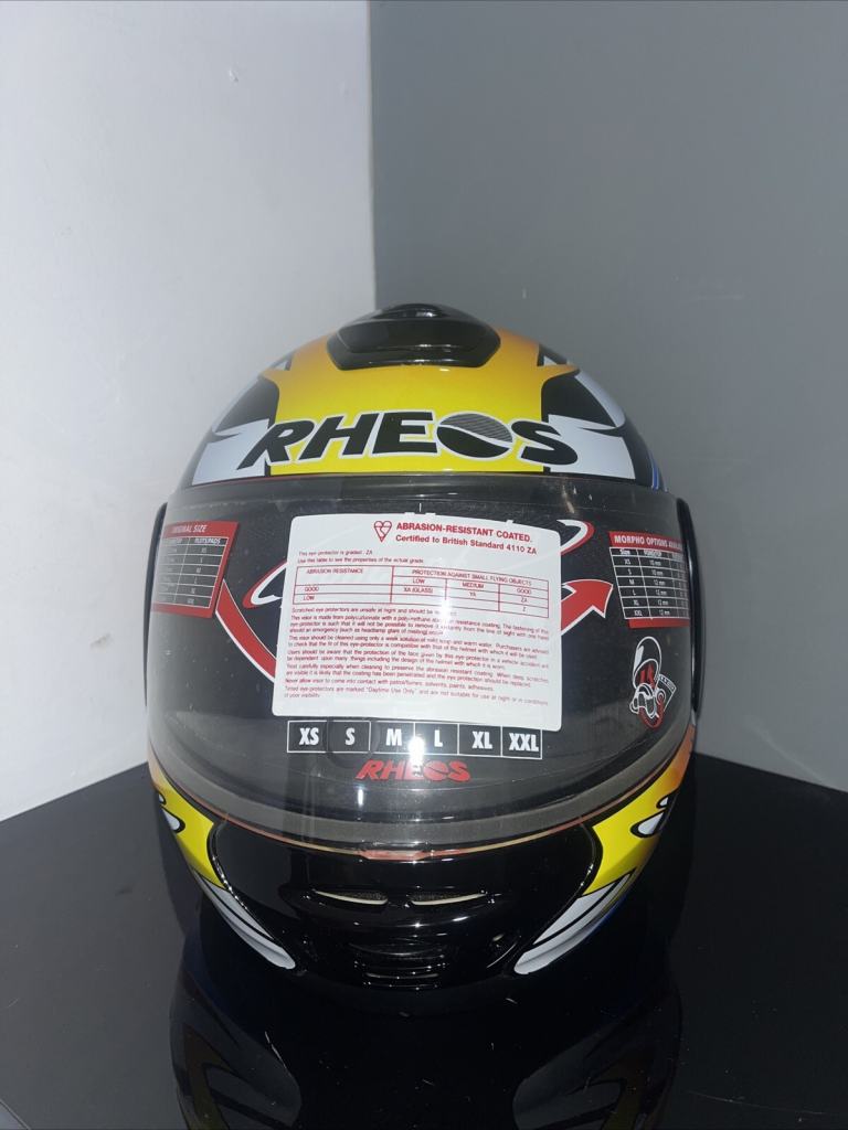 Vintage Honda Rheos Patterned Full Face Motorcycle Helmet - Size Small