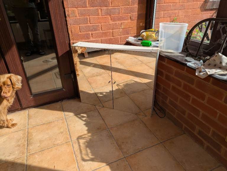 Mirrored Bathroom Cabinet with Shelves – Used but Good Condition