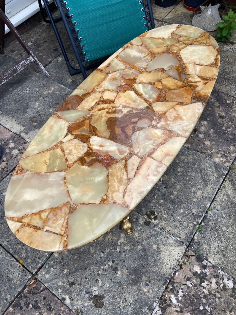 Ornate Midcentury Marble Coffee Table