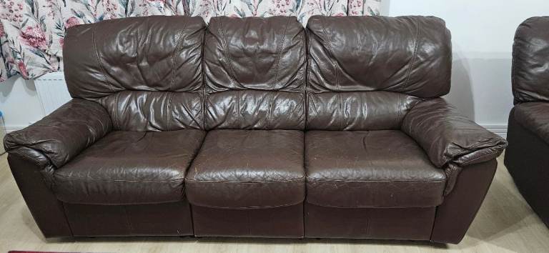 Real Leather Manual Recliner sofas -   3 seater and  2 seater