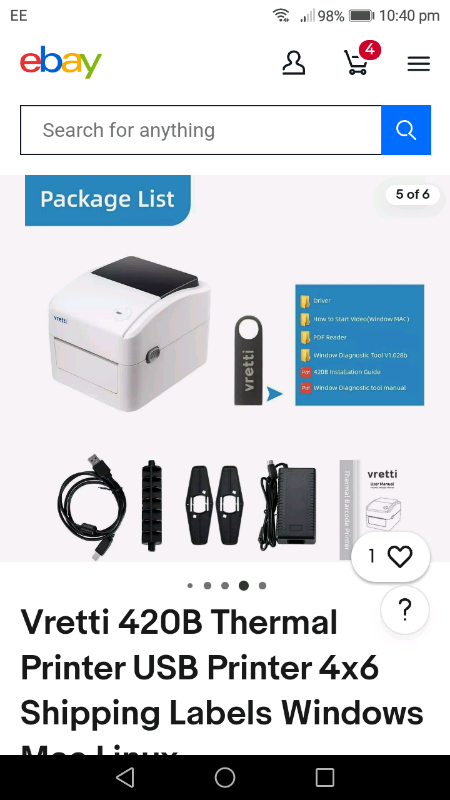 Vretti 420B Thermal Printer USB Printer 4x6