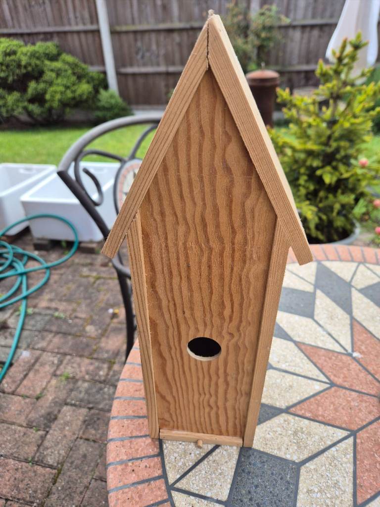 Bird box 36cm tall with pitch roof, bought new but then never used