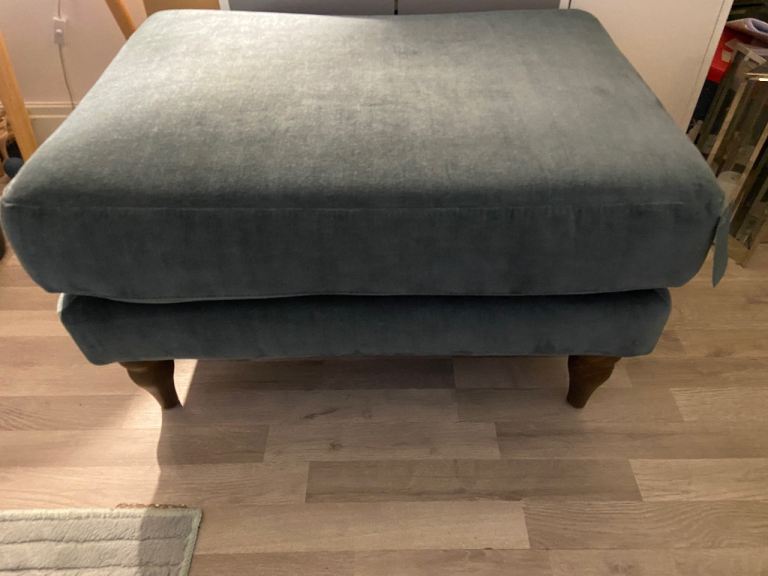 John Lewis Bromley Footstool - Teal Chenille, Excellent Condition