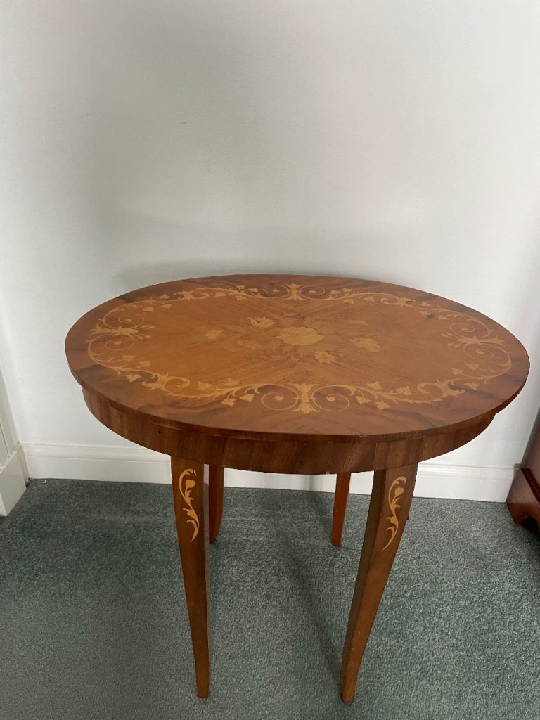 Vintage Antique Embossed Musical Coffee Table 