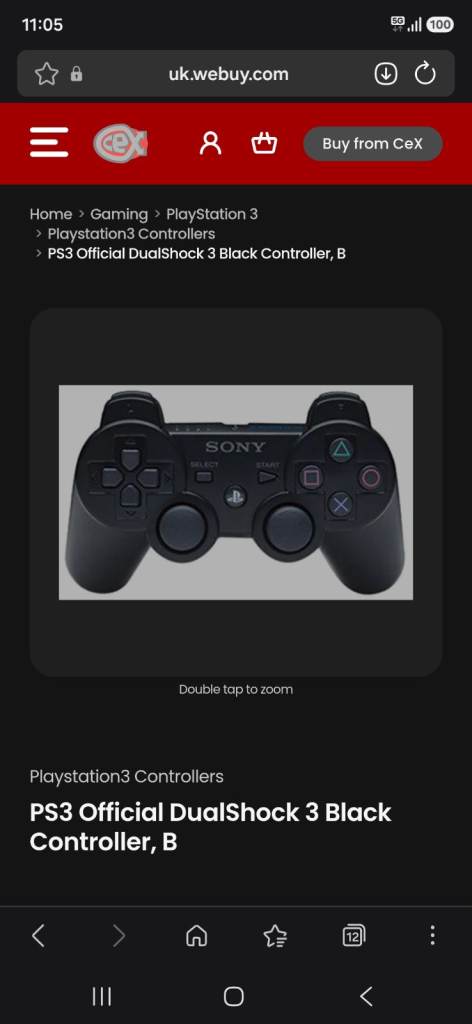 Sony PS3 Official DualShock 3 Black Controller – Good Condition