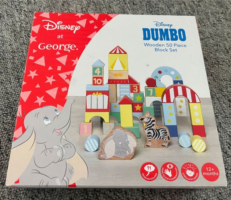 Disney Dumbo Wooden 50 Piece Block, 12 months and older.