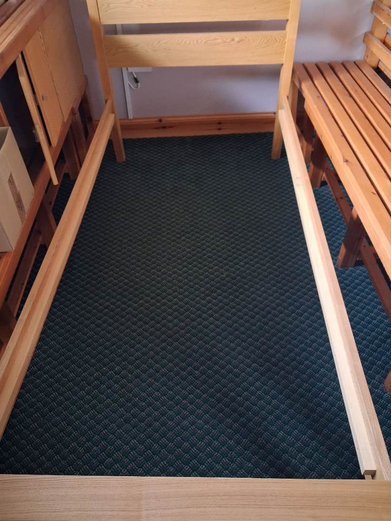 Wooden Single Bed Frame with Mattress – Good Condition